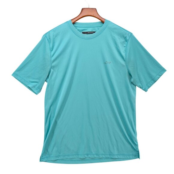 Greg Norman PlayDry Shirt Mens Teal Short Sleeve Crewneck Pullover Tee Size M - Picture 1 of 8